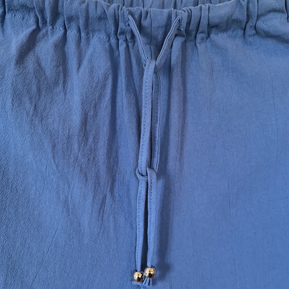 💥Women’s Sexy Blue Lightweight Split Thigh Wide Leg Pants with Drawstring’s - Picture 8 of 9